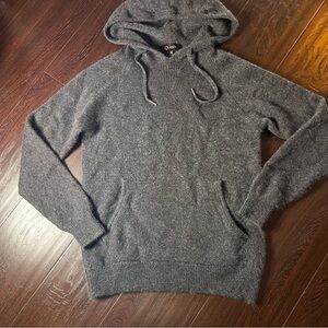 Quince Women Medium Mongolian Cashmere Gray Pullover Hoodie with Pockets